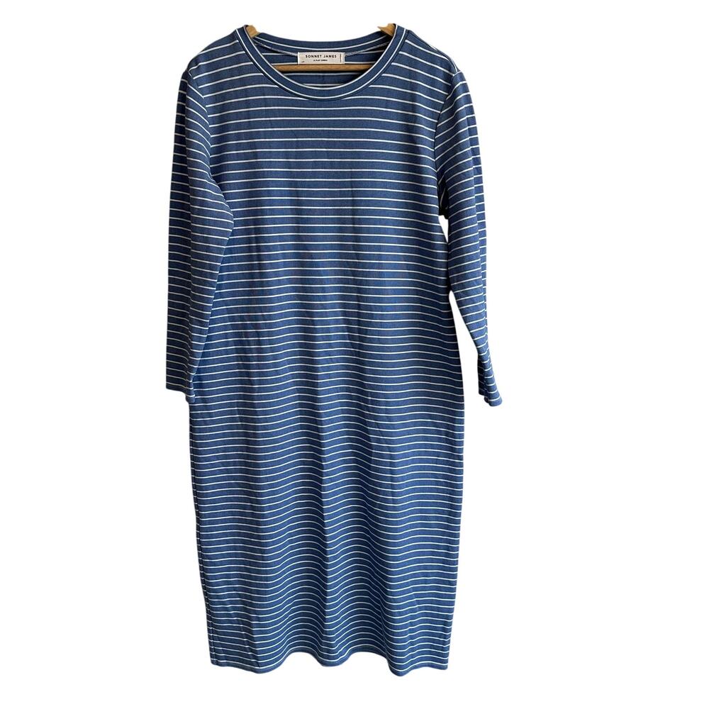 Sonnet James TALL Reese Play Dress Blue and White Striped L